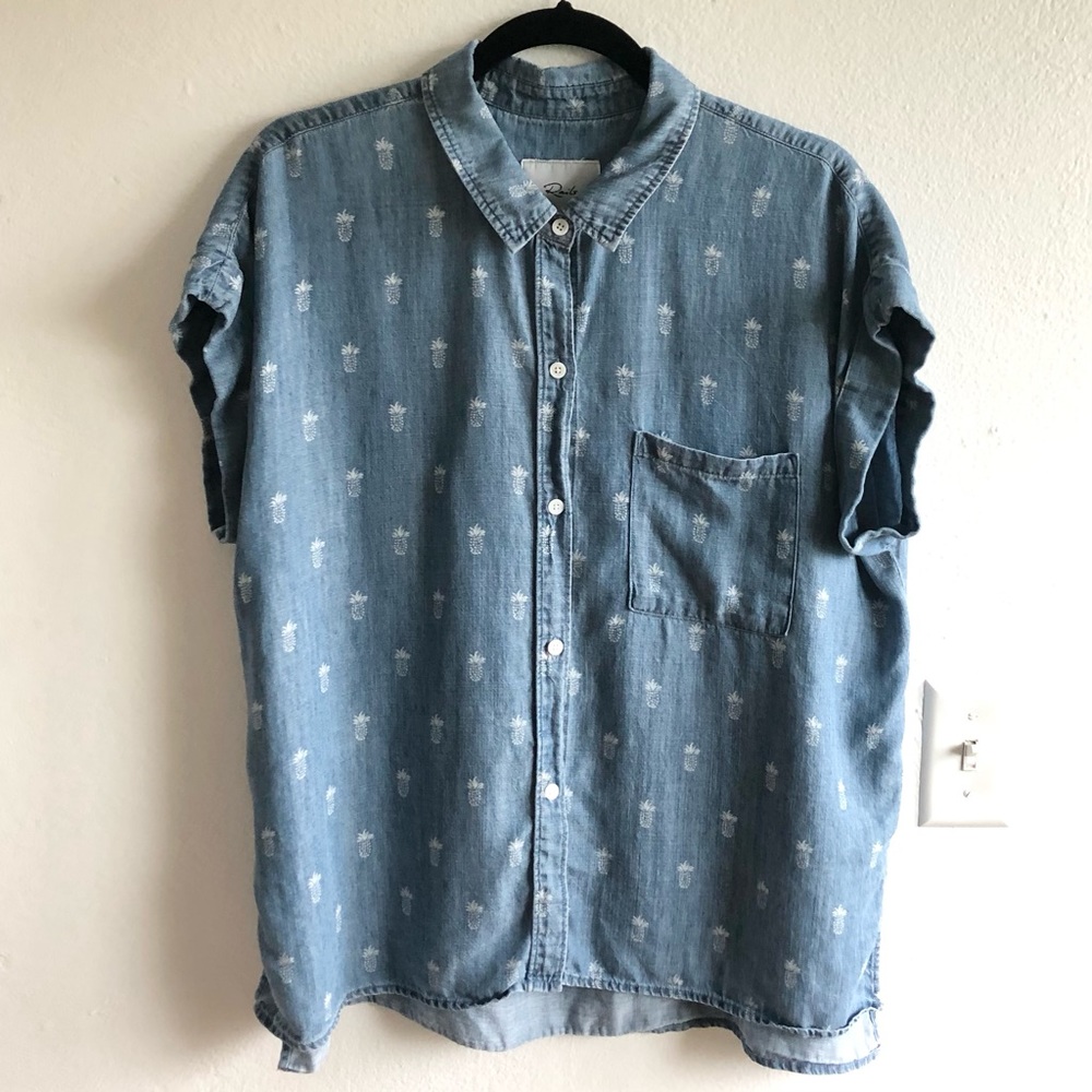 Rails Denim Short Sleeve Button Down With Pineapp… - image 1
